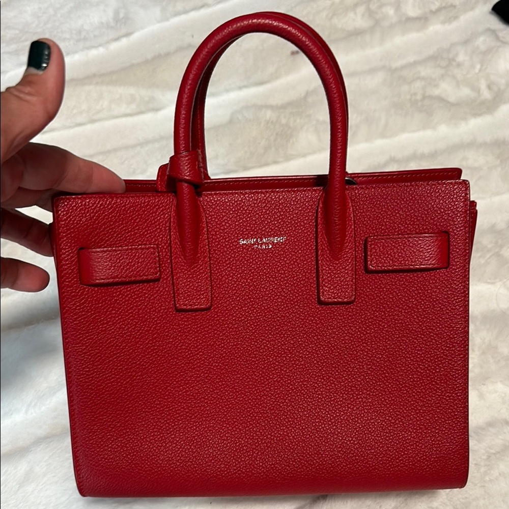 Saint Laurent Red Leather Tote Bag